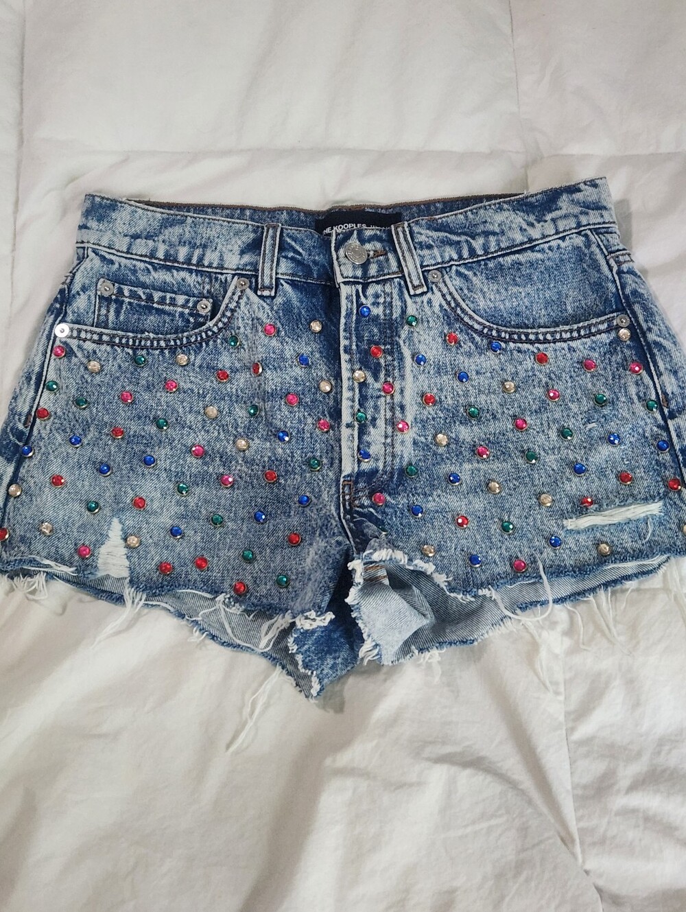 The Kooples Jeans Shorts Rhinestone Embellished Waist 30"